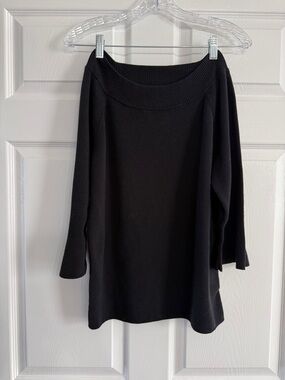 Talbots Black Ribbed Crew Pullover Sweater